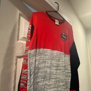 Sequin bling Red and Gray Long Sleeve Shirt